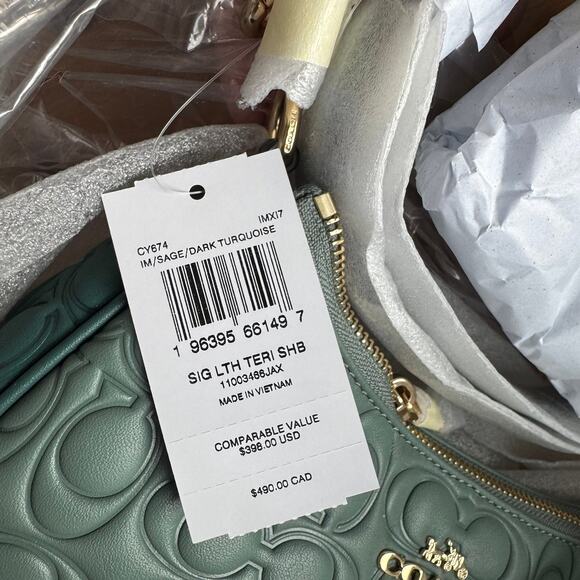 ❤️ Coach Teri Shoulder Bag In Blocked Signature Leather - Picture 11 of 12